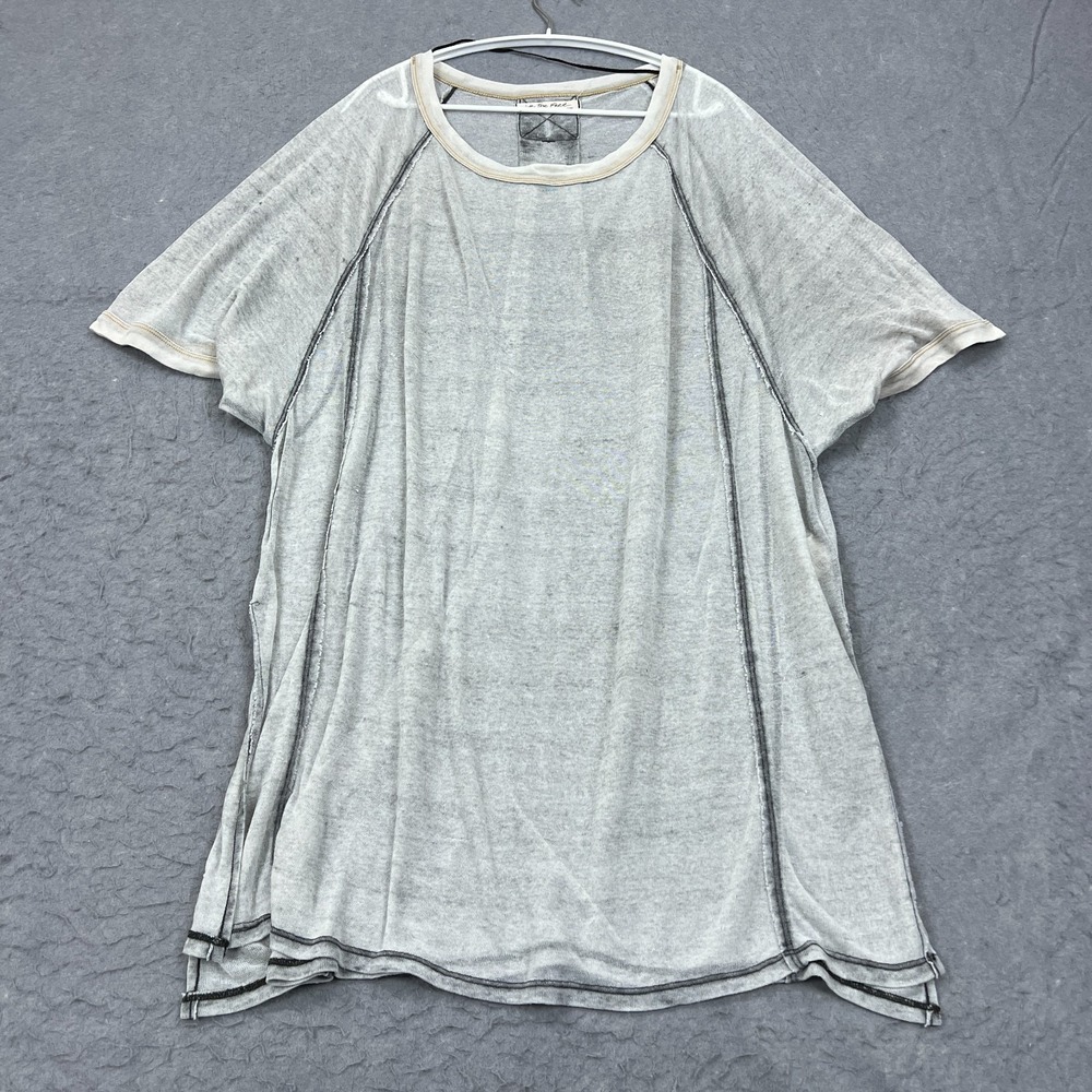We The Free People Burnout Tee Women's Small Gray Oversized Sheer Crew Shirt Top